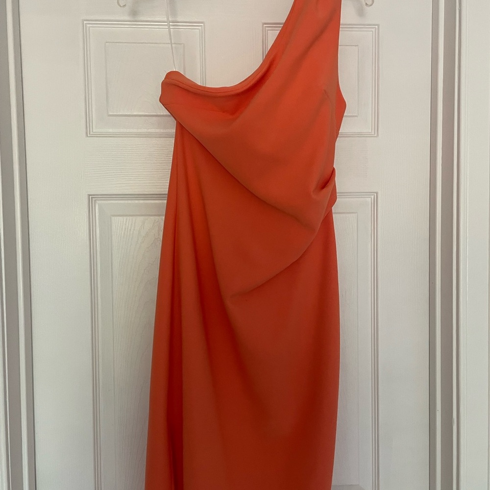 Petal & Pup One-Shoulder Dress in Vibrant Orange